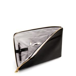 TUMI Voyageur Easton Tech Clutch - Tech Clutch for Women - Women's Clutch Purse for Everyday - Black Leather & Gold Hardware