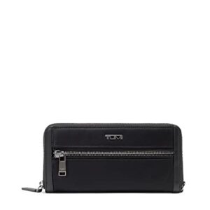 tumi voyageur zip-around continental - premium continental wallet - stain & water resistant - black & gunmetal hardware