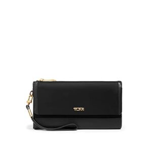 tumi voyageur travel wallet - premium women's travel wallet - stain & water resistant - black & gold hardware