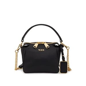 tumi voyageur belle micro crossbody - luxe leather crossbody for women - purse crossbody - black leather & gold hardware