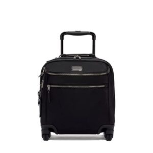 tumi voyageur oxford compact carry on suitcase - luggage for women & men with wheels - black & with gunmetal hardware