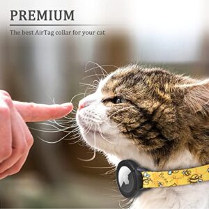 FEEYAR Upgraded AirTag Cat Collar, Integrated GPS Cat Collar with Apple Air Tag Holder and Bell [Yellow], Safety Elastic Band Tracker Cat Collars for Girl Boy Cats, Kittens and Puppies