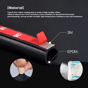 Universal Rubber Car Auto Door Seal Weather Stripping,D-Shape Hollow Door Weatherstrip,Self Adhesive Automotive Window Door Soundproofing Door Seal for Car Truck Motor Door Cover Trunk(9.84 FT)