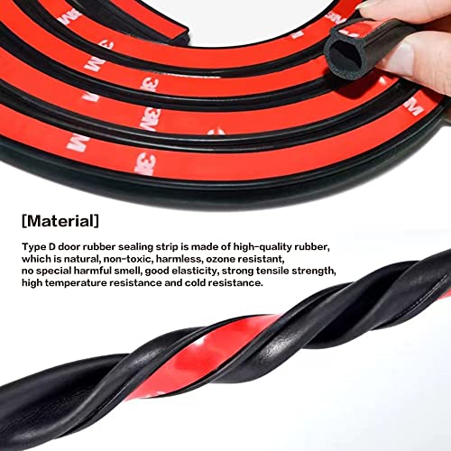 Universal Rubber Car Auto Door Seal Weather Stripping,D-Shape Hollow Door Weatherstrip,Self Adhesive Automotive Window Door Soundproofing Door Seal for Car Truck Motor Door Cover Trunk(9.84 FT)