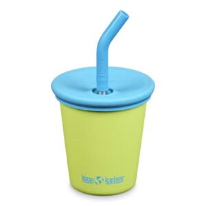 klean kanteen kid cup 10oz stainless steel cup with spill-poof straw lid - juicy pear