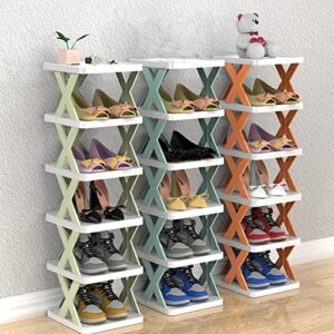shoe rack - shoe organizer 5 tiers for closet narrow， plastic shoe rack storage organizer for entryway, space saving shoe stand cabinet for bedroom cloakroom hallway garage. (light green)