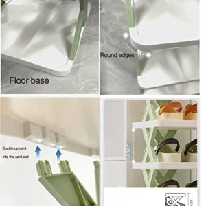 Shoe Rack - Shoe Organizer 5 Tiers for Closet Narrow， Plastic Shoe Rack Storage Organizer for Entryway, Space Saving Shoe Stand Cabinet for Bedroom Cloakroom Hallway Garage. (Light Green)