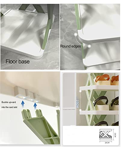 Shoe Rack - Shoe Organizer 5 Tiers for Closet Narrow， Plastic Shoe Rack Storage Organizer for Entryway, Space Saving Shoe Stand Cabinet for Bedroom Cloakroom Hallway Garage. (Light Green)