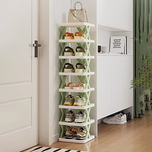 Shoe Rack - Shoe Organizer 5 Tiers for Closet Narrow， Plastic Shoe Rack Storage Organizer for Entryway, Space Saving Shoe Stand Cabinet for Bedroom Cloakroom Hallway Garage. (Light Green)