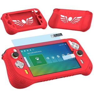 silicone cover case for logitech g cloud gaming handheld, protective skin sleeve for logitech g cloud gaming console screen film protector accessories (red case and sreen film)