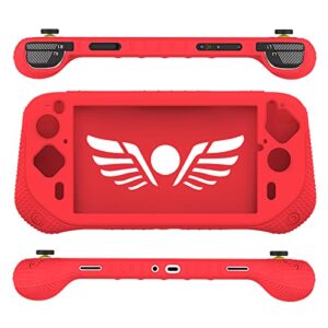 Silicone Cover Case for Logitech G Cloud Gaming Handheld, Protective Skin Sleeve for Logitech G Cloud Gaming Console Screen Film Protector Accessories (Red Case and Sreen Film)