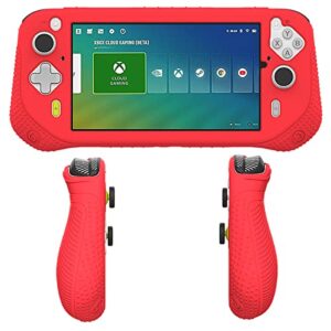 Silicone Cover Case for Logitech G Cloud Gaming Handheld, Protective Skin Sleeve for Logitech G Cloud Gaming Console Screen Film Protector Accessories (Red Case and Sreen Film)