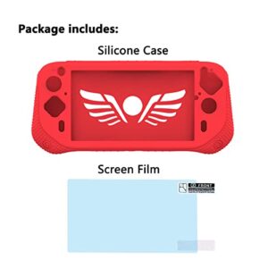 Silicone Cover Case for Logitech G Cloud Gaming Handheld, Protective Skin Sleeve for Logitech G Cloud Gaming Console Screen Film Protector Accessories (Red Case and Sreen Film)