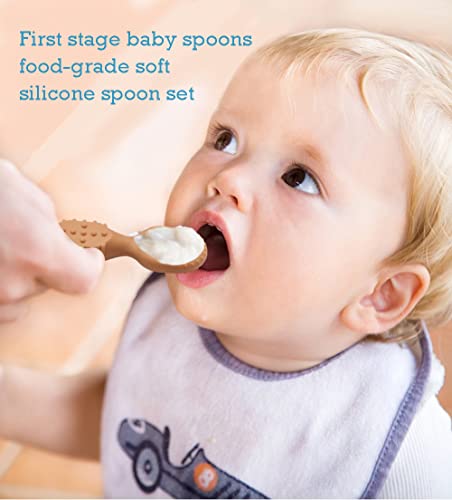 YMCF Products Baby Early Spoon Set | Self-Feeding Spoon | Training Spoon | Toddler Utensil | BPA-Free Silicone 4-Pack (Mixed Set)