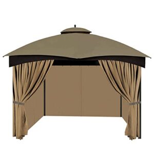 10'x12' gazebo curtains outdoor waterproof, universal replacement curtain 4-panels, sidewalls with zipper for garden, patio, yard (only curtains)