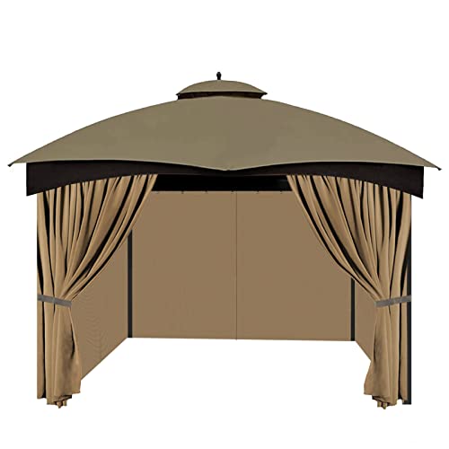 10'x12' Gazebo Curtains Outdoor Waterproof, Universal Replacement Curtain 4-Panels, Sidewalls with Zipper for Garden, Patio, Yard (Only Curtains)
