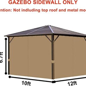 10'x12' Gazebo Curtains Outdoor Waterproof, Universal Replacement Curtain 4-Panels, Sidewalls with Zipper for Garden, Patio, Yard (Only Curtains)