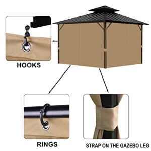 Gazebo Universal Replacement Privacy Curtain, 10'X12' Gazebo Curtains Outdoor Waterproof, 4-Panels Sidewall Curtains with Zipper for Patio, Garden and Backyard (Only Curtains, 10'X12', Brown)