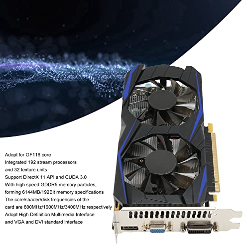 PUSOKEI GTX550Ti Graphics Card, 6GB 192BIT GDDR5 PCI E 2.0 Gaming Graphics Card, Support DirectX11, 3D Stereo Display, Dual Fan HD MI VGA DVI Graphics Card for Gaming PC