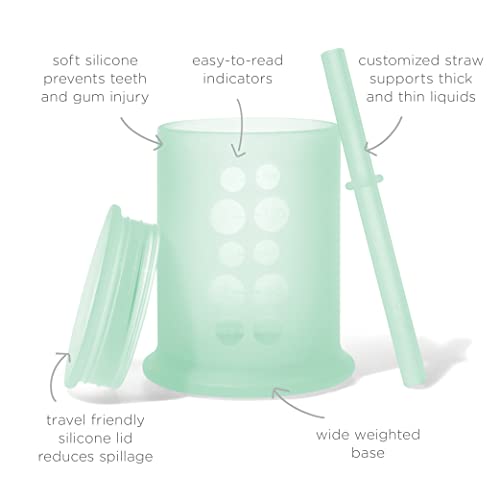 Olababy Silicone Training Cup with Straw Lid Bundle Mint + Lemon