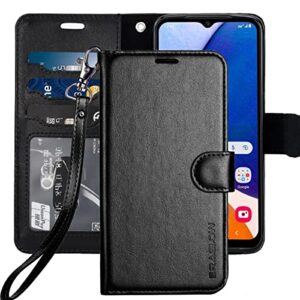 eraglow samsung galaxy a14 5g wallet case: stand feature, card-slots, flip phone cover - black