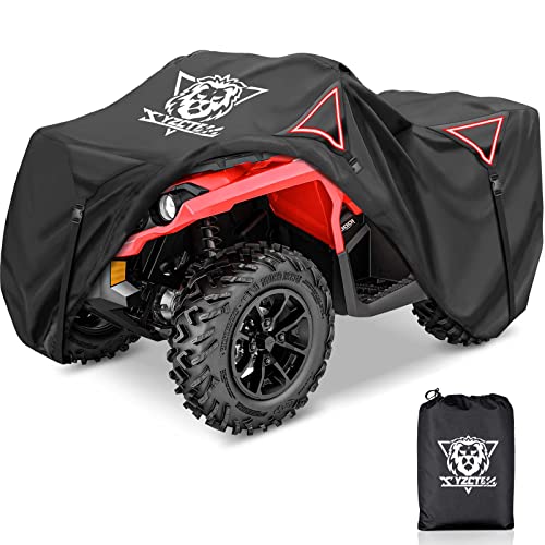 XYZCTEM Premium ATV Cover,Outdoor Protection Against Water, UV, Wind. Quad Cover for Can-am,Suzuki,Kawasaki, Honda, Yamaha, Polaris,and More.4 Wheeler Accessories with Thickened Straps(Black,103" L)