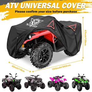 XYZCTEM Premium ATV Cover,Outdoor Protection Against Water, UV, Wind. Quad Cover for Can-am,Suzuki,Kawasaki, Honda, Yamaha, Polaris,and More.4 Wheeler Accessories with Thickened Straps(Black,103" L)