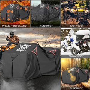 XYZCTEM Premium ATV Cover,Outdoor Protection Against Water, UV, Wind. Quad Cover for Can-am,Suzuki,Kawasaki, Honda, Yamaha, Polaris,and More.4 Wheeler Accessories with Thickened Straps(Black,103" L)