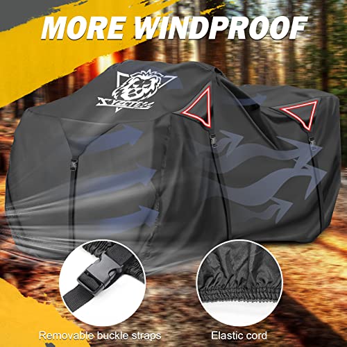 XYZCTEM Premium ATV Cover,Outdoor Protection Against Water, UV, Wind. Quad Cover for Can-am,Suzuki,Kawasaki, Honda, Yamaha, Polaris,and More.4 Wheeler Accessories with Thickened Straps(Black,103" L)