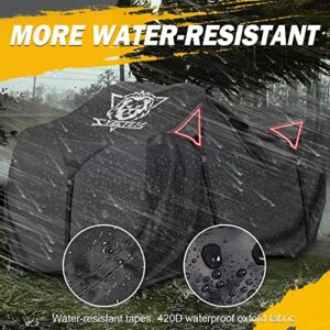 XYZCTEM Premium ATV Cover,Outdoor Protection Against Water, UV, Wind. Quad Cover for Can-am,Suzuki,Kawasaki, Honda, Yamaha, Polaris,and More.4 Wheeler Accessories with Thickened Straps(Black,103" L)