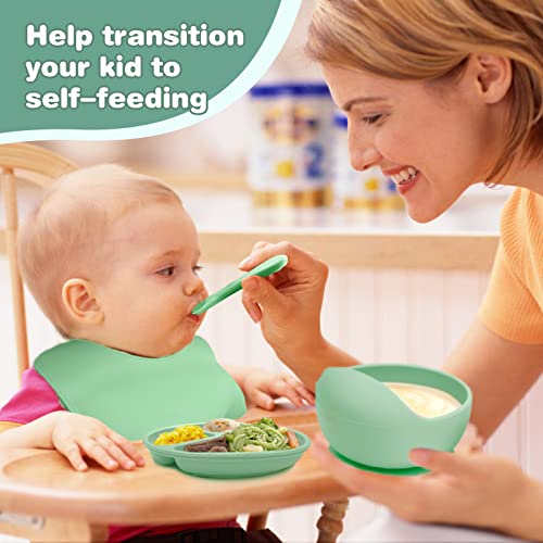 ANAVIL 8 Pack Baby Feeding Set, Silicone Toddlers Weaning Feeding Sippy Cup with Straw and Lid Baby Feeding Supplies Set