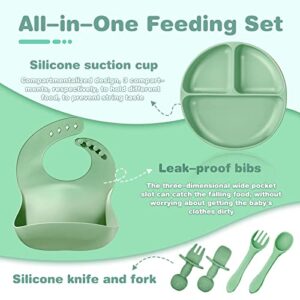 ANAVIL 8 Pack Baby Feeding Set, Silicone Toddlers Weaning Feeding Sippy Cup with Straw and Lid Baby Feeding Supplies Set