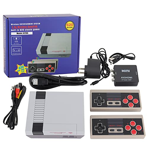 Sgizoku Classic Retro Game Console with 620 Video Games and 2 Classic Wireless Controllers, AV and HDMI HD Output, with HDMI Cable, Nostalgic Game Plug and Play, Classic Retro Toys Gifts for Kids and Adults