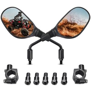 frokom motorcycle mirrors, atv mirrors with 360 degree ball-type pivot and 7/8" handlebar mount for snowmobile scooter moped dirt bike polaris dirt bike, 8mm 10mm adapter nuts