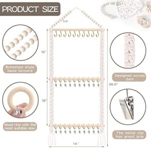 POVETIRE Pacifier Clip Holder Baby Bibs Organizer, Neutral Baby Bandana Drool Bibs Holder - Baby Burp Cloths Organizer Storage Hanging Wall Decor for Nursery Newborn Infant Girls and Boys Room