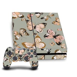 head case designs officially licensed ninola butterflies gold green assorted vinyl sticker gaming skin decal cover compatible with sony playstation 4 ps4 console and dualshock 4 controller bundle