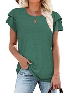 summer tops for women 2023 tshirts short sleeve blouses plus size tunics green small