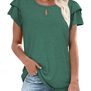 Summer Tops for Women 2023 Tshirts Short Sleeve Blouses Plus Size Tunics Green Small