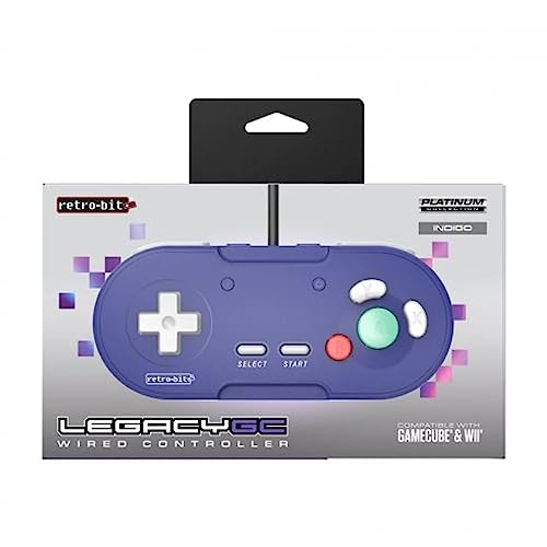 Retro-Bit Legacy GC Wired Controller - for Gamecube & Wii - Indigo