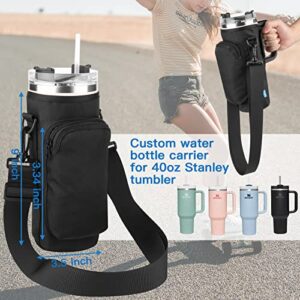 Xxerciz Water Bottle Carrier with Phone Holder for Simple Modern Stanley 40 oz Tumbler with Handle Quencher, Bottle Holder with Strap, Stanley Cup Accessories for Hiking Travelling Camping