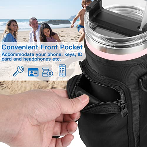 Xxerciz Water Bottle Carrier with Phone Holder for Simple Modern Stanley 40 oz Tumbler with Handle Quencher, Bottle Holder with Strap, Stanley Cup Accessories for Hiking Travelling Camping