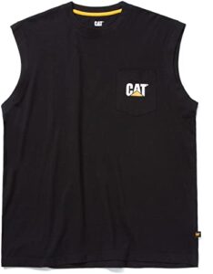 caterpillar men's trademark sleeveless pocket tee, black, 4x-large