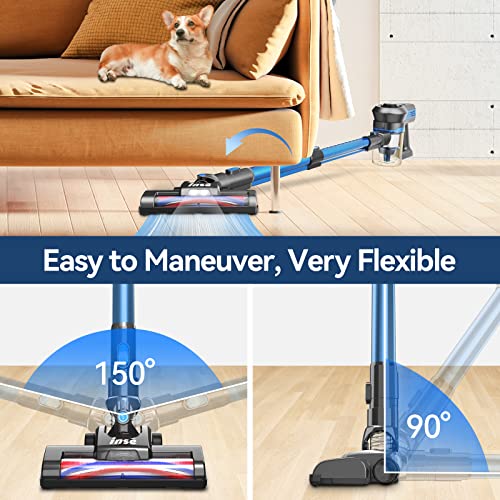 INSE Cordless Vacuum Cleaner, 6-in-1 Powerful Stick Vacuum, Rechargeable Vacuum Cleaner with 2200m-A-h Battery Up to 45 Mins Runtime, Lightweight Handheld Vacuum for Home Hard Floor Carpet Pet Hair