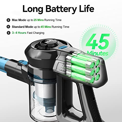 INSE Cordless Vacuum Cleaner, 6-in-1 Powerful Stick Vacuum, Rechargeable Vacuum Cleaner with 2200m-A-h Battery Up to 45 Mins Runtime, Lightweight Handheld Vacuum for Home Hard Floor Carpet Pet Hair