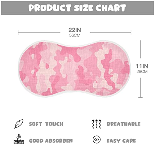 Kigai Girly Pink Camo Muslin Baby Burp Cloths, Large Absorbent Cotton Muslin Burp Cloths Set of 4, Washcloths, Face Towel, Bibs for Newborn Boys Girls, 11 x22 Inch