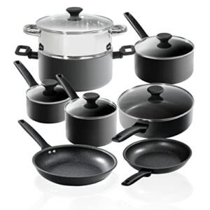 granitestone pro premier pots and pans set nonstick, 13 pc hard anodized kitchen cookware set nonstick, ultra durable, diamond & mineral coating, stay cool handles, dishwasher safe, 100% toxin free…