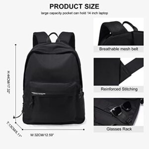 Black Backpack for Girls Lightweight College High School Bookbag for Teens Durable Middle School Students Bags for Boys Travel Rucksack Casual Daypack For Men Women Fit 14 Inch Laptop Backpacks