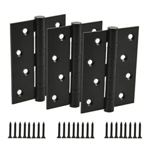 3 pack ball bearing door hinges heavy duty stainless steel hinge 4 x 3 inch hinges for interior exterior doors, with stainless steel screws, max loading 150lbs/set, matte black
