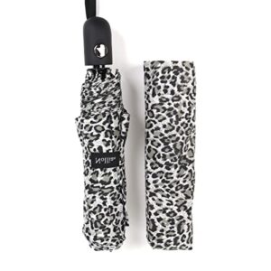 Nollia Windproof Automatic Travel Umbrella, Compact Portable with Reinforced Ribs for Sun & Rain-Automatic Snow Leopard