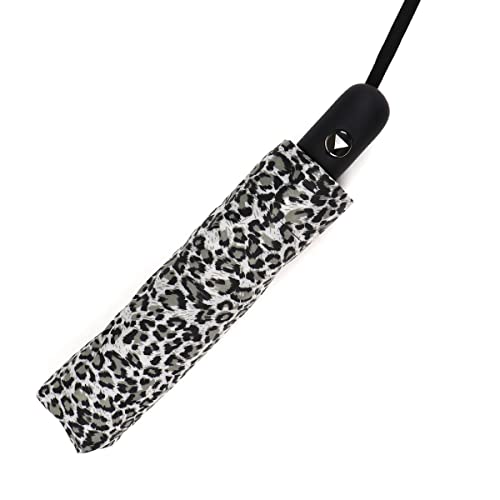 Nollia Windproof Automatic Travel Umbrella, Compact Portable with Reinforced Ribs for Sun & Rain-Automatic Snow Leopard